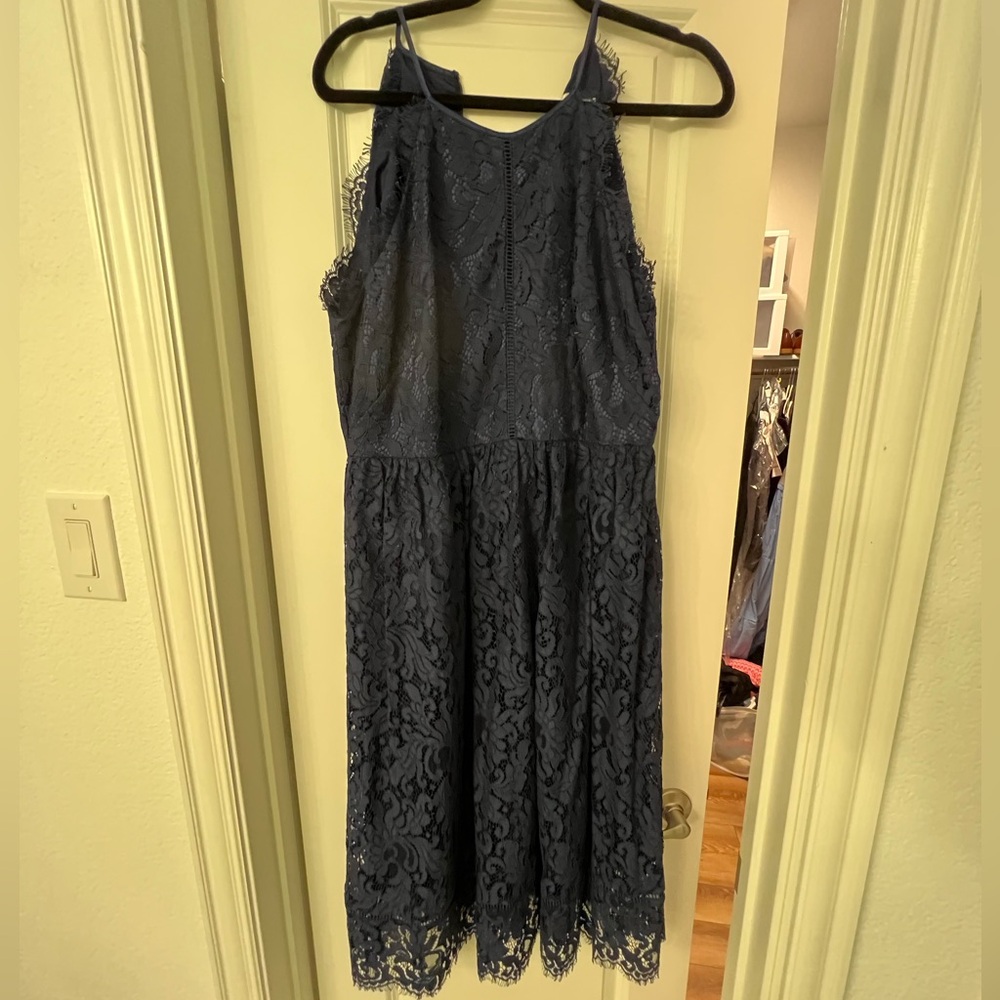 Eliza J Navy Lace Midi Dress